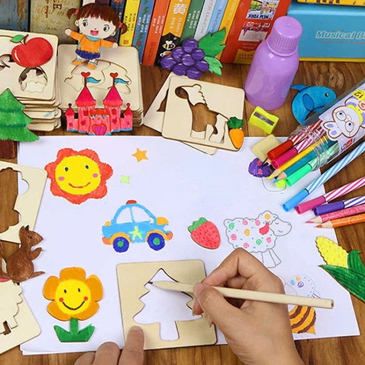 Brinquedos De Madeira Montessori Desenho E Pintura Infantil