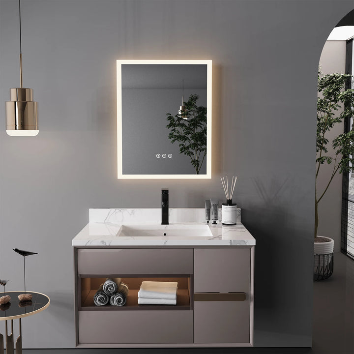 LED iluminado espelho do banheiro com Smart Touch Button, Anti-Fog, Wall Mounted Vanity, função de memória, 16x0 Polegada by Casa Perfeita