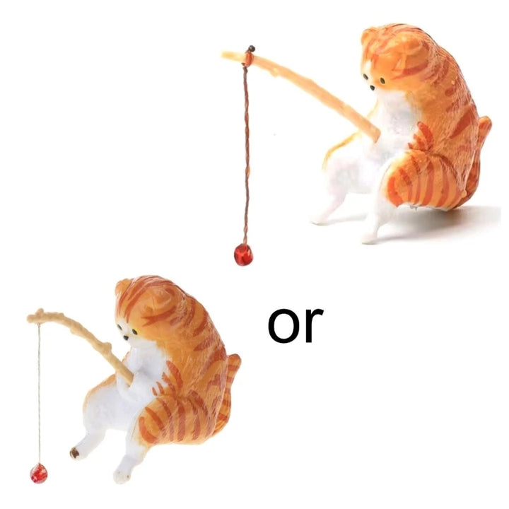 Enfeite Gato Pesca Para Aquário Resina Segura Paisagismo