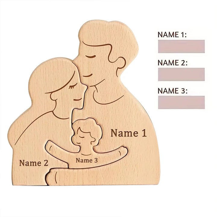 Quebra Cabeça de Madeira Personalizado Nomes da Família