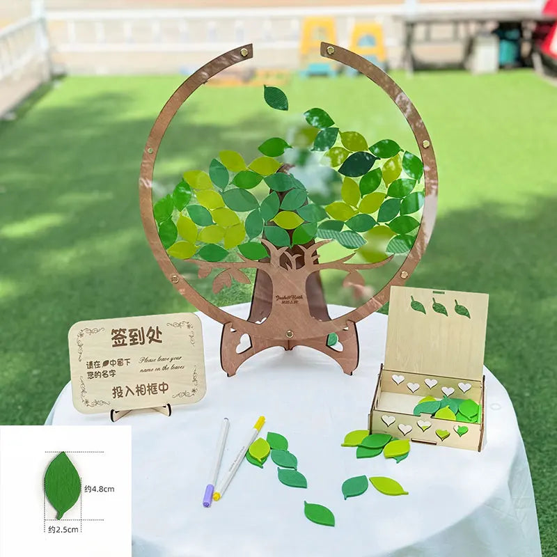 Árvore Sinal 3D Madeira Verde Para Casamentos Românticos