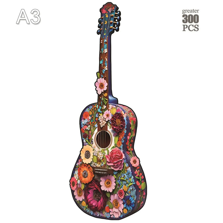 Guitarra De Madeira Quebra Cabeças 3D Educativa Infantil
