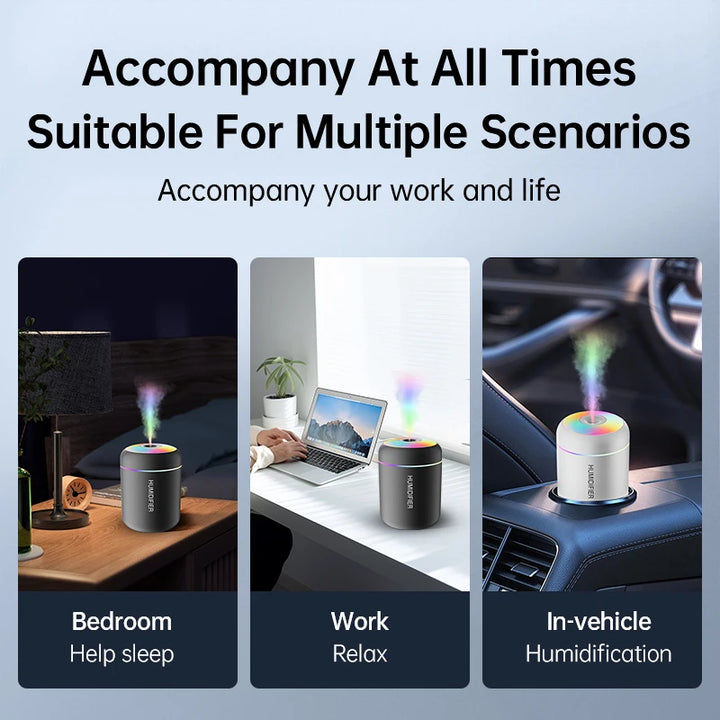 Mini Umidificador e Difusor de Aromas USB 180ml | Silencioso, Portátil para Carro, Casa, Quarto