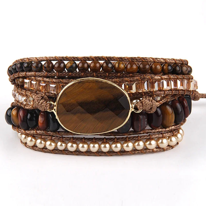 Pulseiras De Pedra Natural Em Couro Feitas À Mão Para Ela