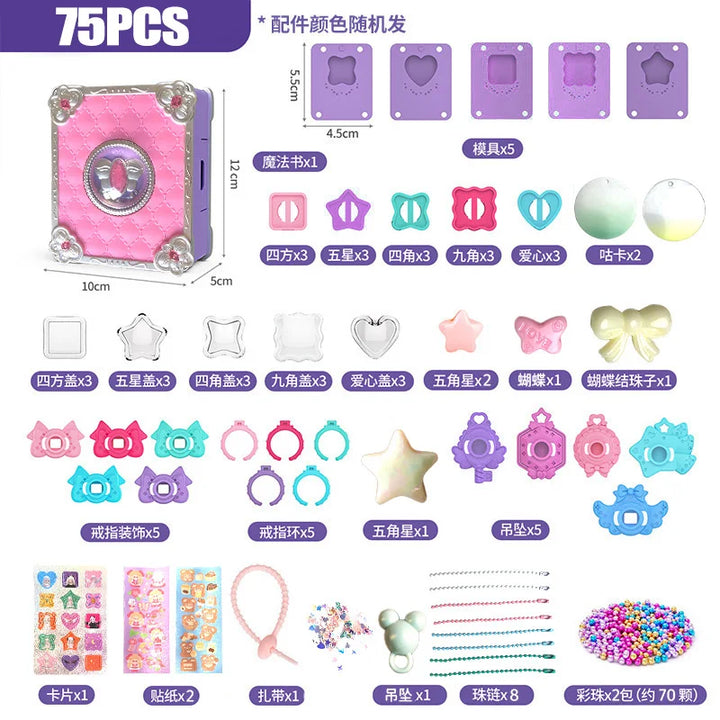 Kit Joias DIY Crianças Anéis Adesivos Estimula Criatividade