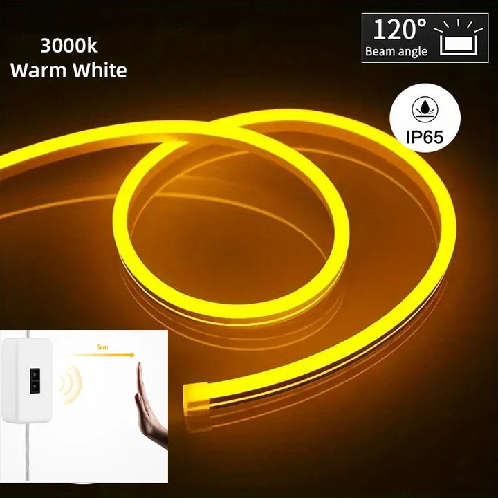 Sensor de movimento neon led luz tira usb interruptor regulável sinal de néon flexível corda de silicone toupe à prova dwaterproof água para casa decoração ao ar livre