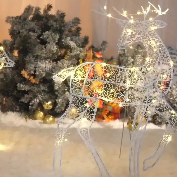 Ferro Veados Decoracao Jardim Natal Luz Led Brilhante