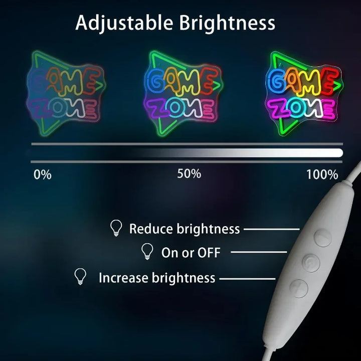 Luz Néon Parede LED para Quarto Gamer Infantil Brilho Suave