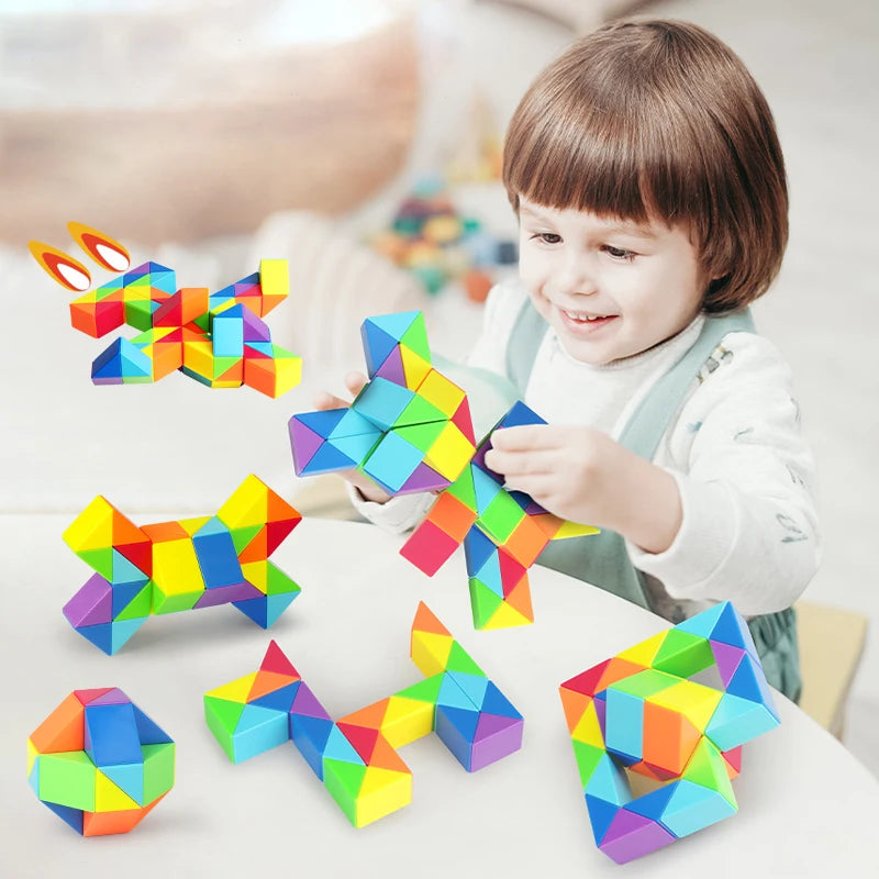 Quebra-Cabeça Mágico 24-96 Segmentos - Brinquedo Antiestresse Cores do Arco-Íris by Casa Perfeita