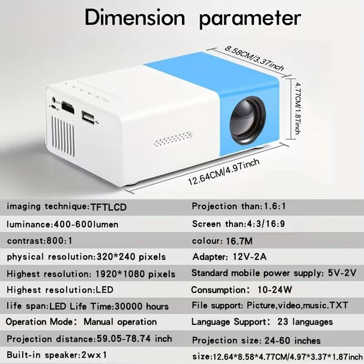 Projetor Ultra HD Doméstico 4K - Cinema em Casa para Quarto e Sala