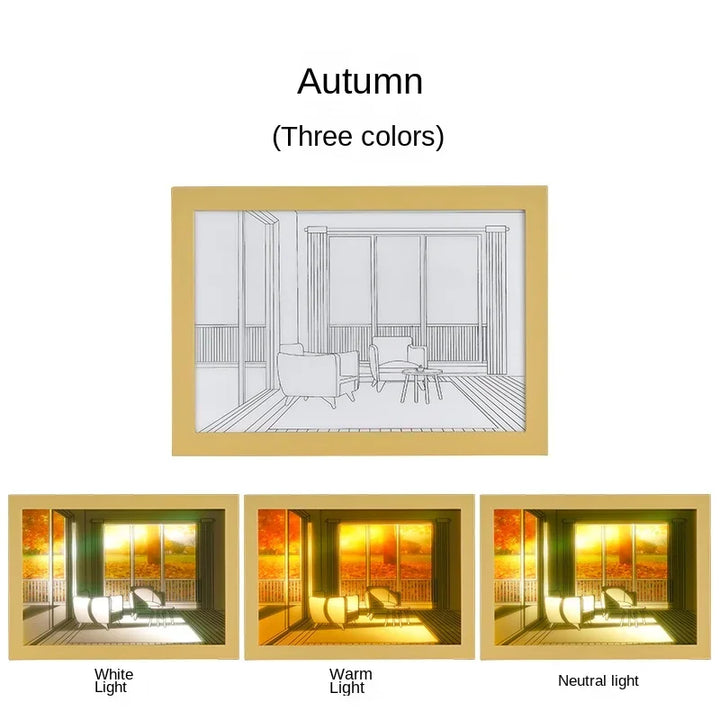 Luz LED Pintura com Moldura De Madeira, Lâmpada Da Noite, Presentes De Aniversário, Decoração De Imagem, Artes Da Parede by Casa Perfeita