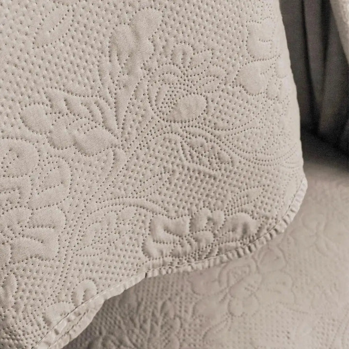 Jogo de Cama Colcha Queen Fiore Bege Microfibra 3 Peças