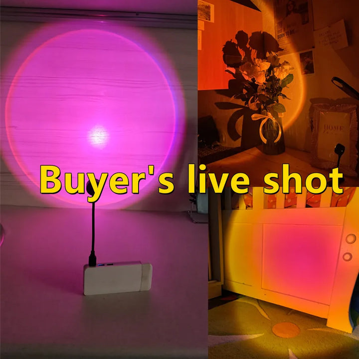 RnnTuu Led USB Pôr do Sol Lâmpada Projetor Decoração de Casa Luz Noturna Portátil Luz de Humor Para Sala de estar Fotografia de Parede Luzes de Neon by Casa Perfeita