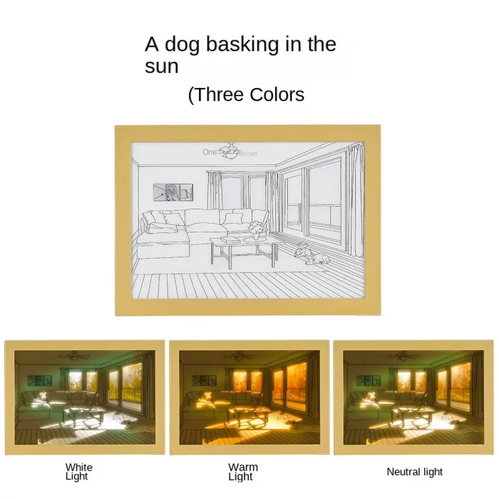 Luz LED Pintura com Moldura De Madeira, Lâmpada Da Noite, Presentes De Aniversário, Decoração De Imagem, Artes Da Parede by Casa Perfeita