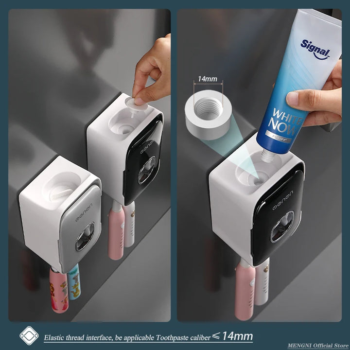Dispensador de pasta de dente com suporte de escova de dentes montado na parede conjuntos de acessórios de banheiro