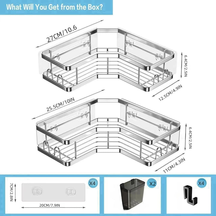 Prateleira Triangular Inoxidável Sem Furos Prática Banheiro