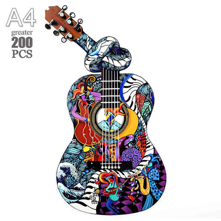 Guitarra De Madeira Quebra Cabeças 3D Educativa Infantil