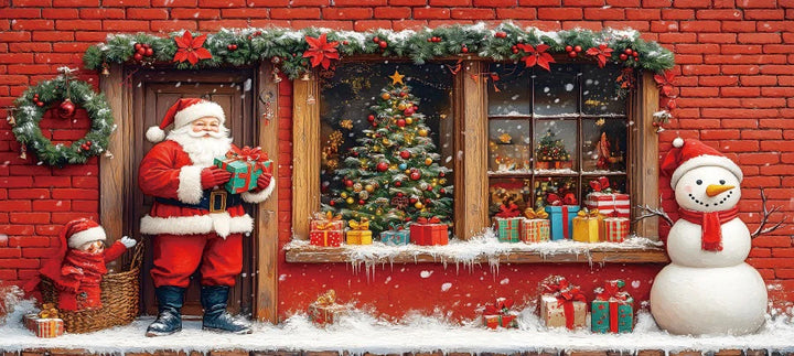 Fundo Natal Vermelho Grande Banner Pano de Fundo Papai Noel