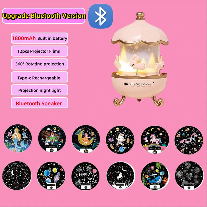 Projetor Luz Noturna Infantil Bluetooth Estrelas 21 Filmes