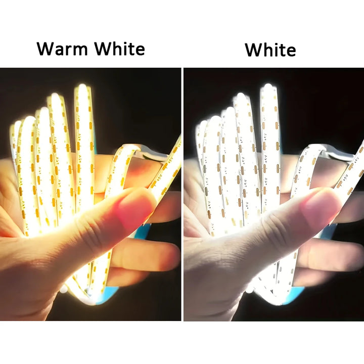 Sensor de movimento luzes led tira alimentado por bateria 320 leds/m cob luzes de tira led para escada quarto armário sob iluminação do armário by Casa Perfeita