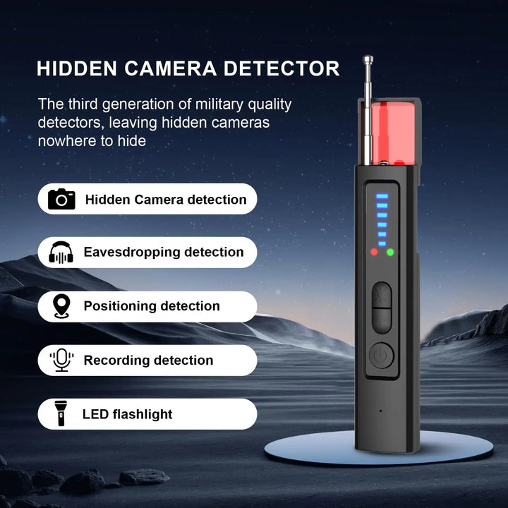 Detector de Câmera Oculta Infravermelho GPS Escuta Discreta