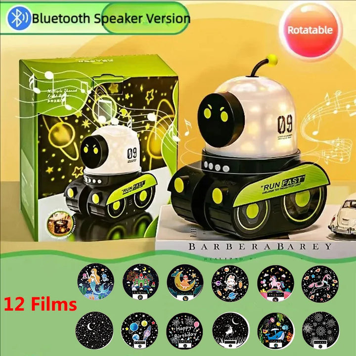 Luminária LED Giratória com Música Infantil Céu Estrelado