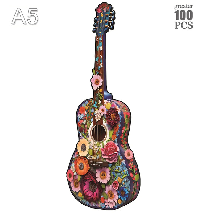 Guitarra De Madeira Quebra Cabeças 3D Educativa Infantil