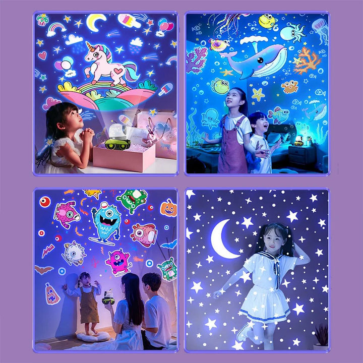 Luminária LED Giratória com Música Infantil Céu Estrelado