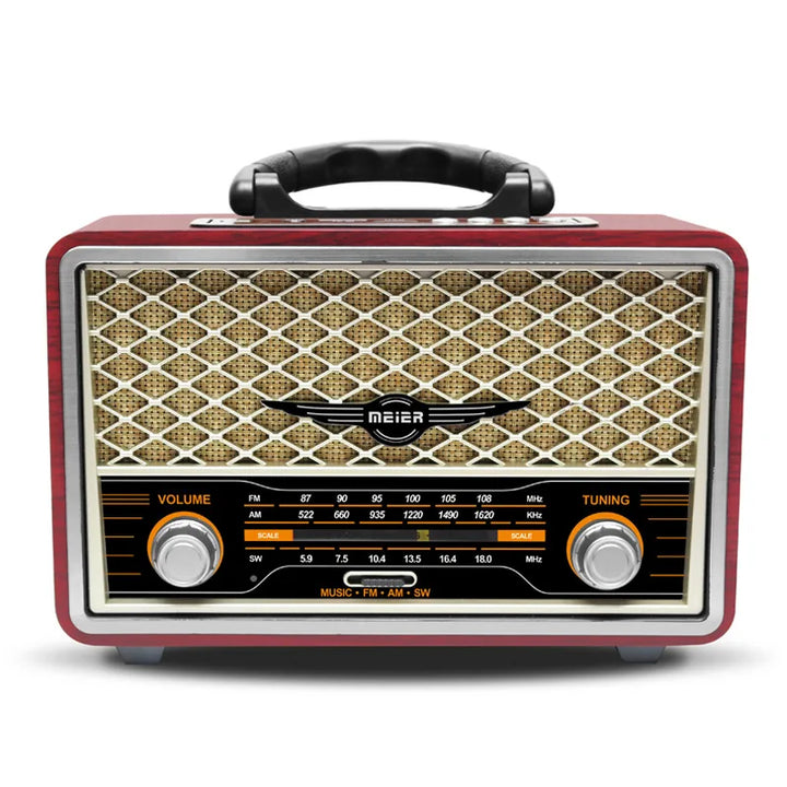 Rádio Portátil Madeira Retro Bluetooth Alto Falante FM Casa