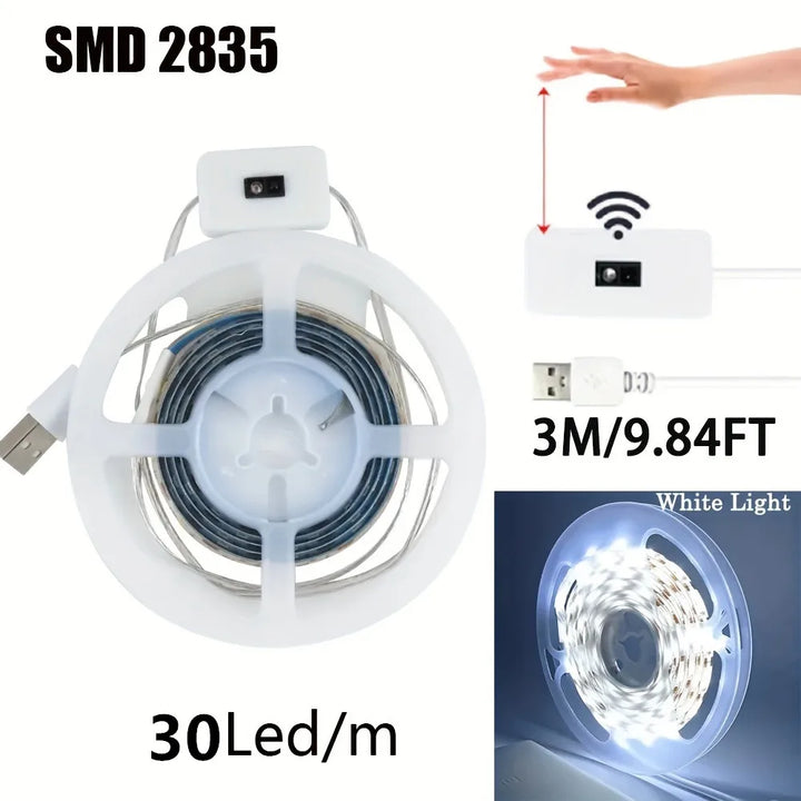 Luzes de tira led de varredura manual 1m 2m 3m 5m tira led com interruptor de sensor de movimento de varredura manual para cozinha escadas guarda-roupa