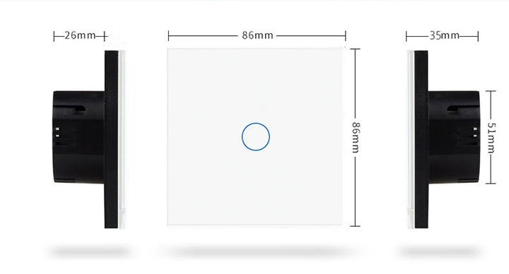 AC100-240 interruptor de toque alimentação led painel interruptores luz parede temperado preto branco cristal vidro 1/2/3 gang interruptor