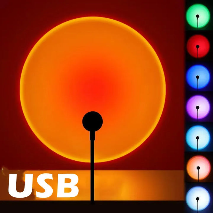 RnnTuu Led USB Pôr do Sol Lâmpada Projetor Decoração de Casa Luz Noturna Portátil Luz de Humor Para Sala de estar Fotografia de Parede Luzes de Neon by Casa Perfeita