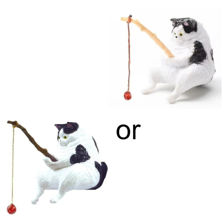 Enfeite Gato Pesca Para Aquário Resina Segura Paisagismo