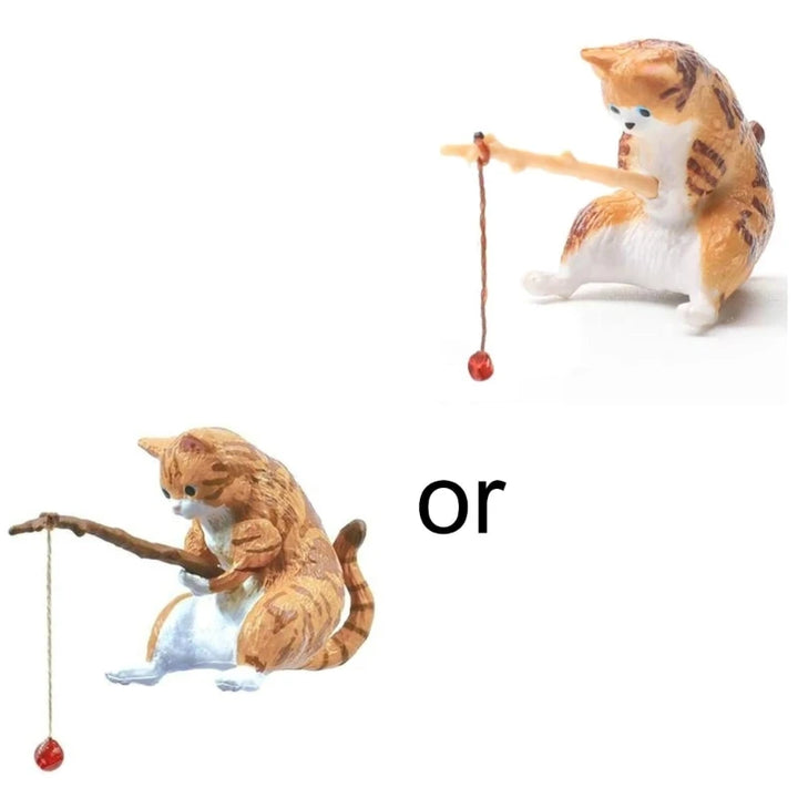 Enfeite Gato Pesca Para Aquário Resina Segura Paisagismo