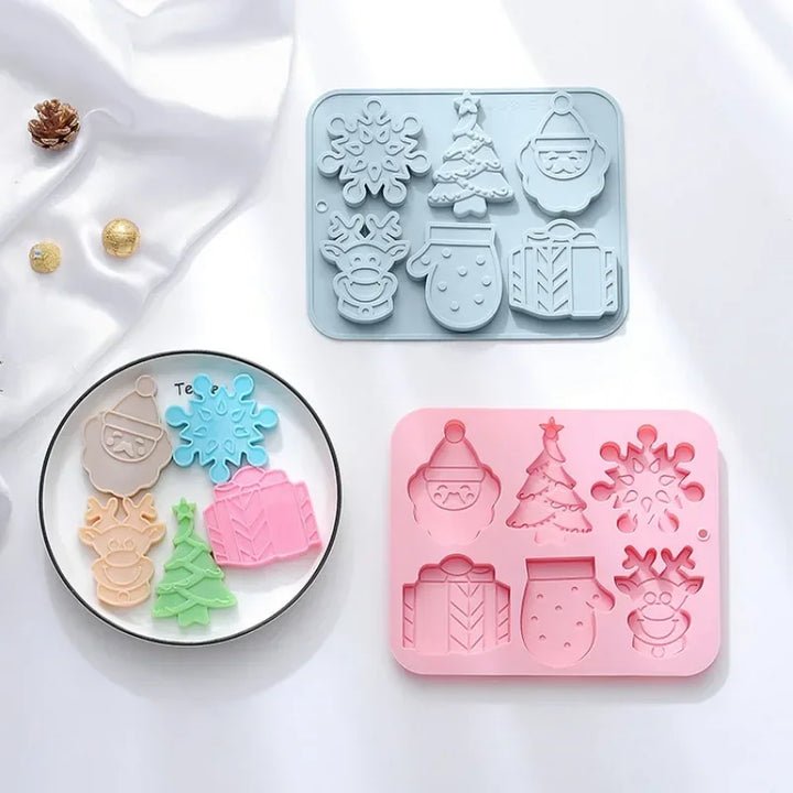 Molde de Silicone Natal 6 Peças Cozinha Bolo Chocolate