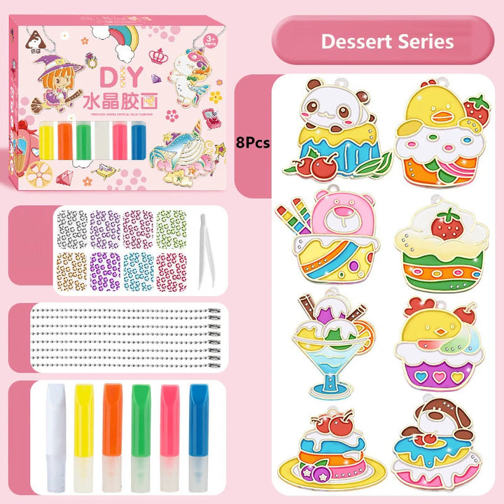 Kit Pintura Cristal Crianças Brilho Cintilante Suncatcher