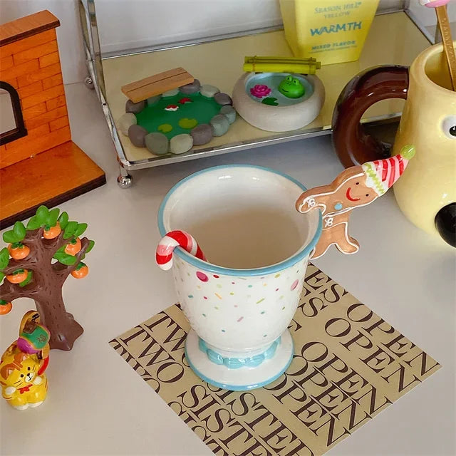 Copo Cerâmico Natalino com Colher Caneca de Café Perfeita