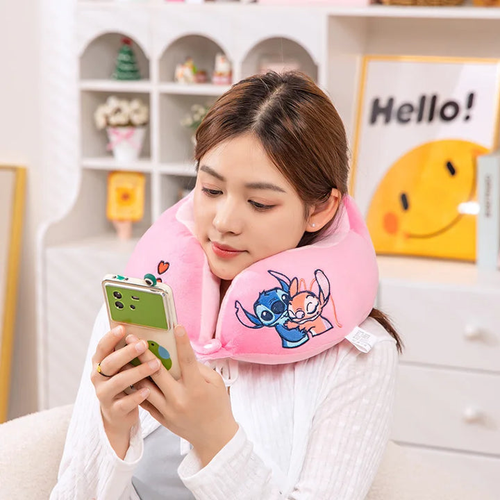 Travesseiro de Pescoço Lilo e Stitch Forma U Portátil Viagem