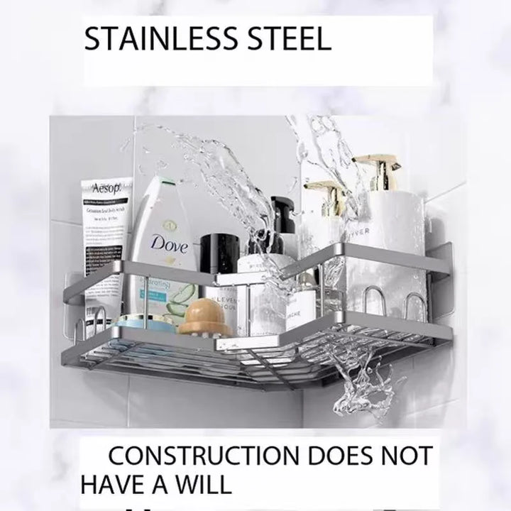 Prateleira Triangular Inoxidável Sem Furos Prática Banheiro