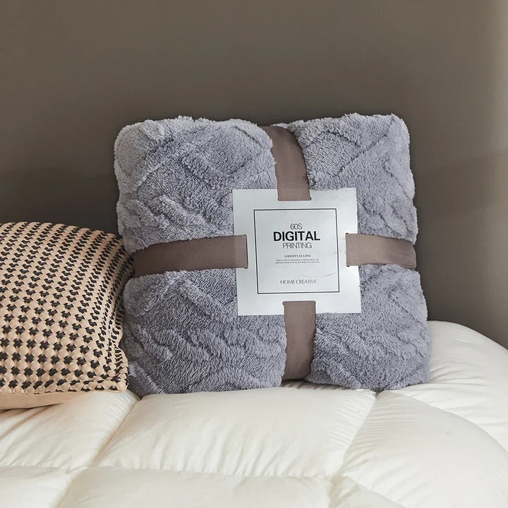 Cobertor de Flanela Coral Fofo Pelúcia Confortável Quente