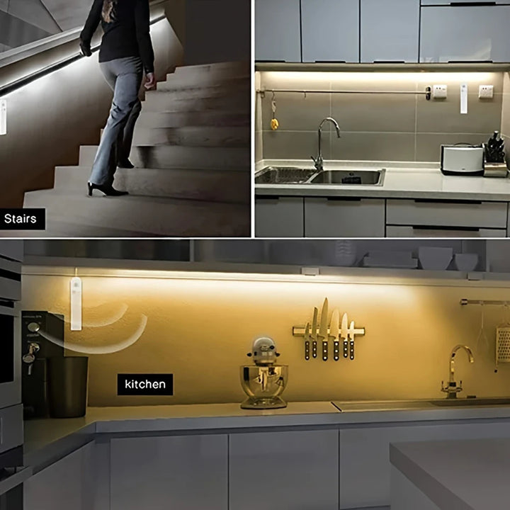 Sensor de movimento luzes led tira alimentado por bateria 320 leds/m cob luzes de tira led para escada quarto armário sob iluminação do armário by Casa Perfeita