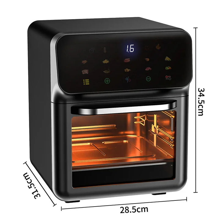 Fritadeiras elétricas de ar de grande capacidade 10L Cozinha doméstica automática sem óleo 360 ° Fritadeira com forno de convecção sem óleo