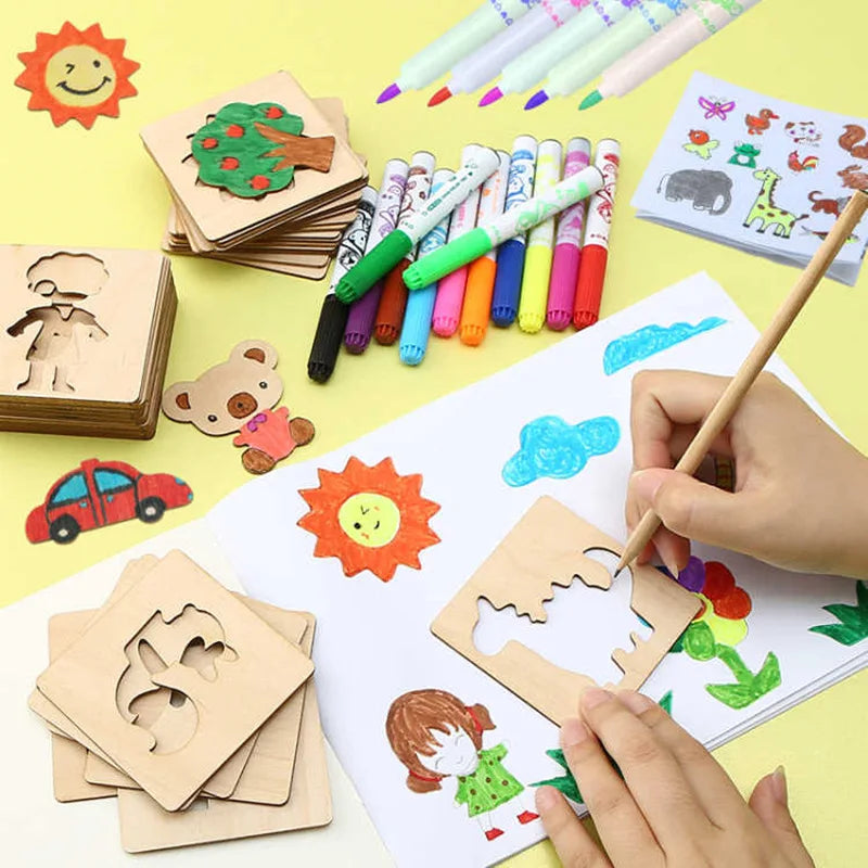 Brinquedos De Madeira Montessori Desenho E Pintura Infantil