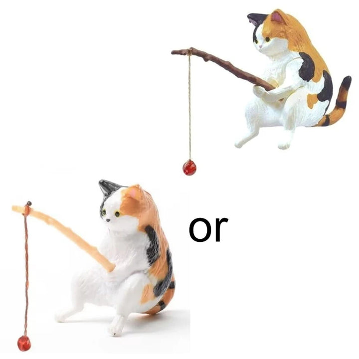 Enfeite Gato Pesca Para Aquário Resina Segura Paisagismo