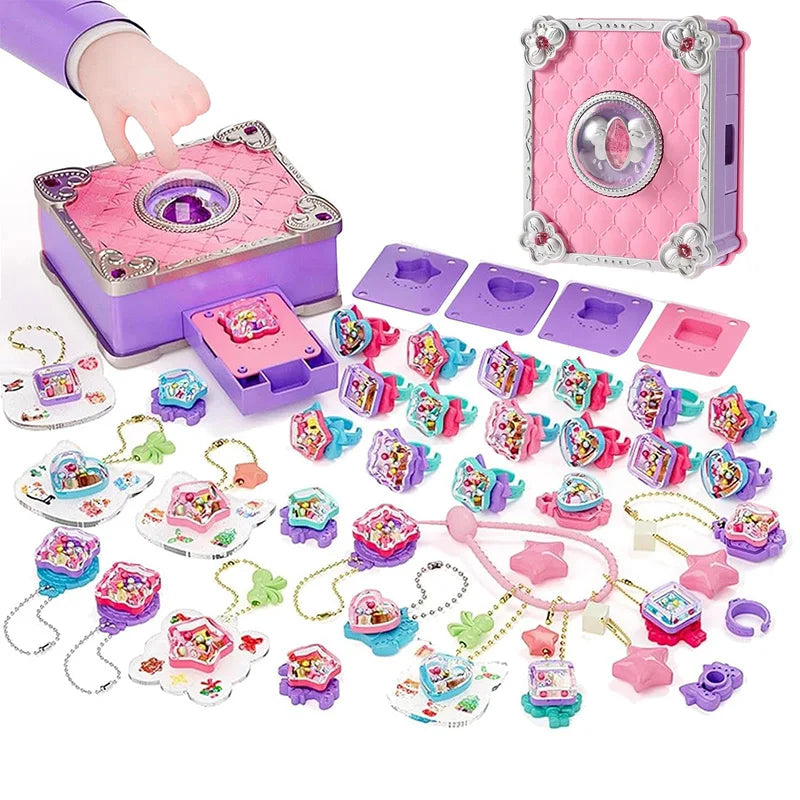 Kit Joias DIY Crianças Anéis Adesivos Estimula Criatividade