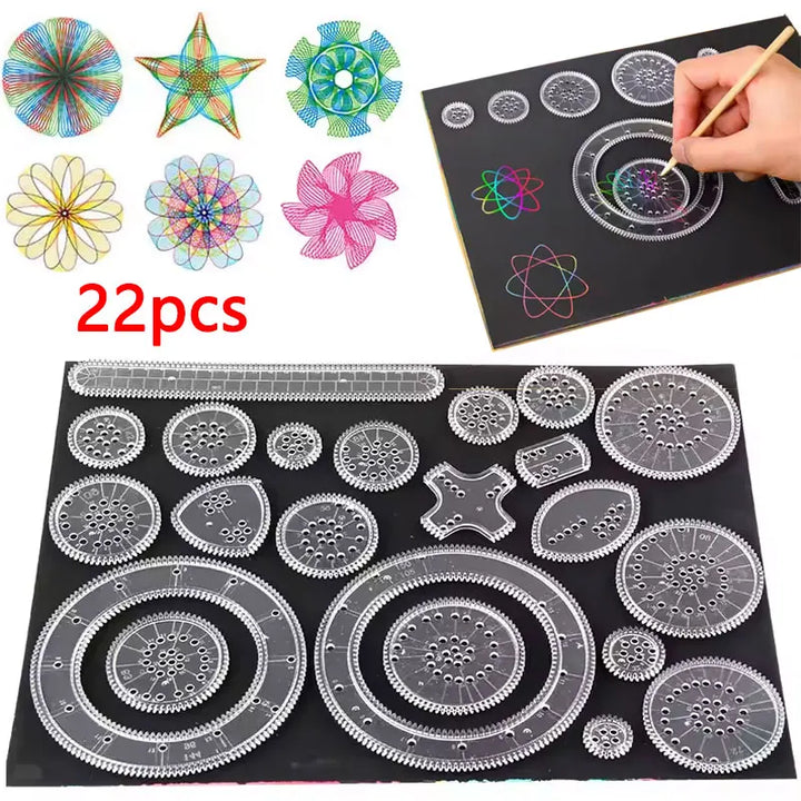 Conjunto de Engrenagens Criativas Spirograph Geometria