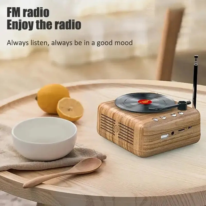 Rádio Portátil Retro de Madeira com Bluetooth HiFi para Casa