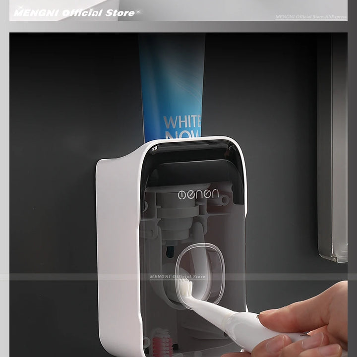 Dispensador de pasta de dente com suporte de escova de dentes montado na parede conjuntos de acessórios de banheiro