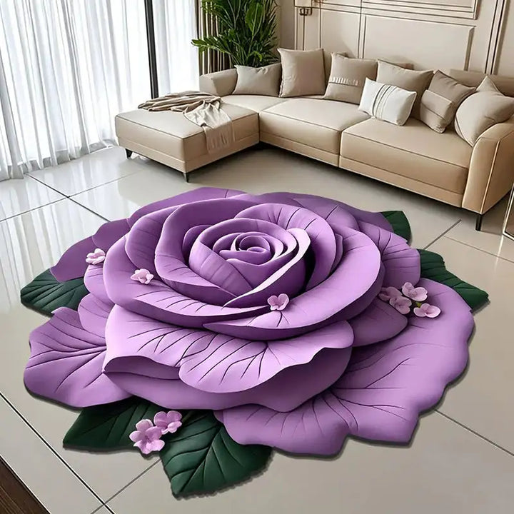 Tapete De Porta 3D Flor Fresca Padrão Alienígena Absorvente