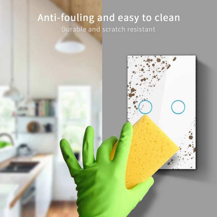 AC100-240 interruptor de toque alimentação led painel interruptores luz parede temperado preto branco cristal vidro 1/2/3 gang interruptor
